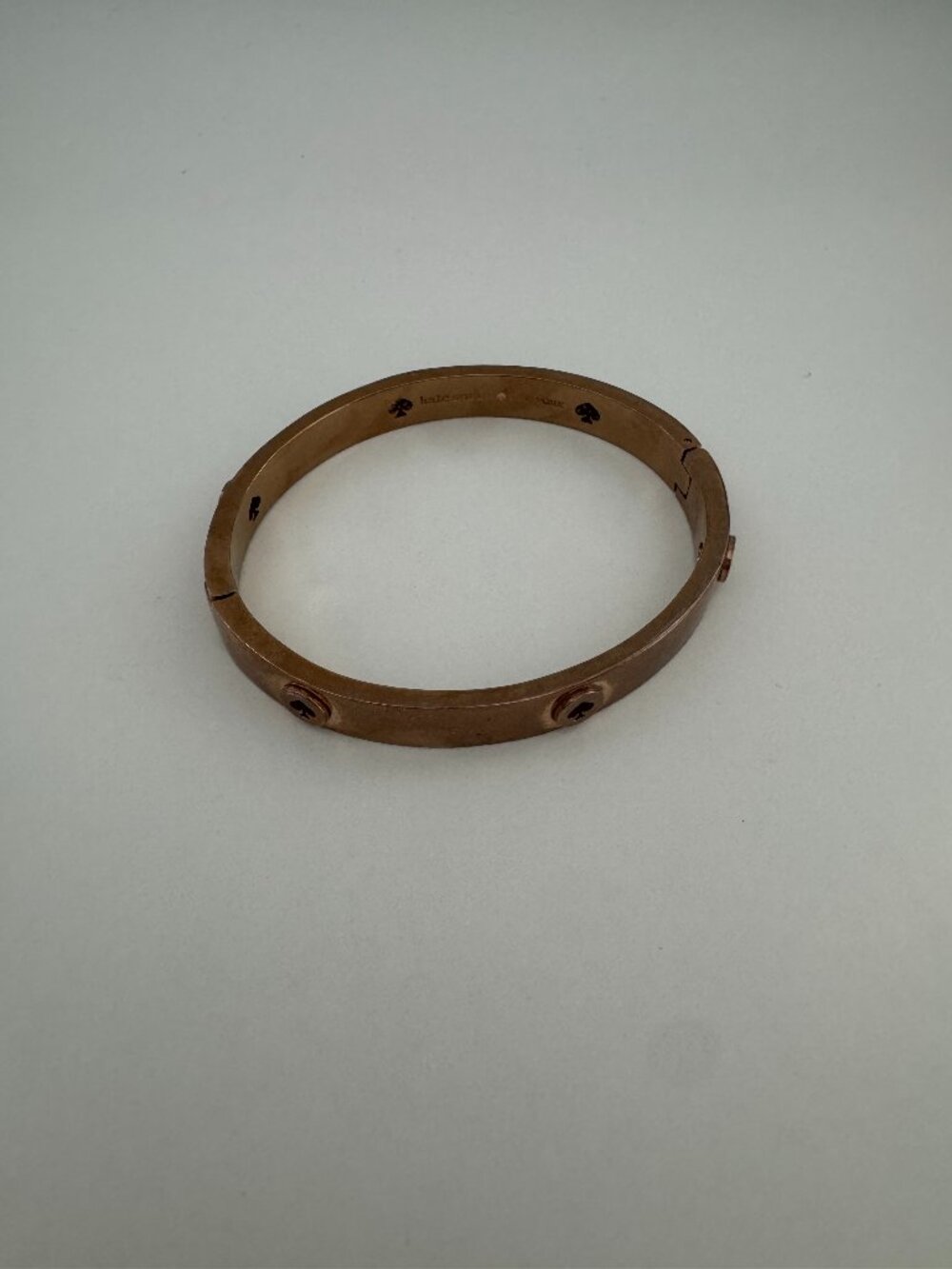 Kate Spade New York Spot the Spade Studded Hinged Gold Bangle Spade Shaped Cutou